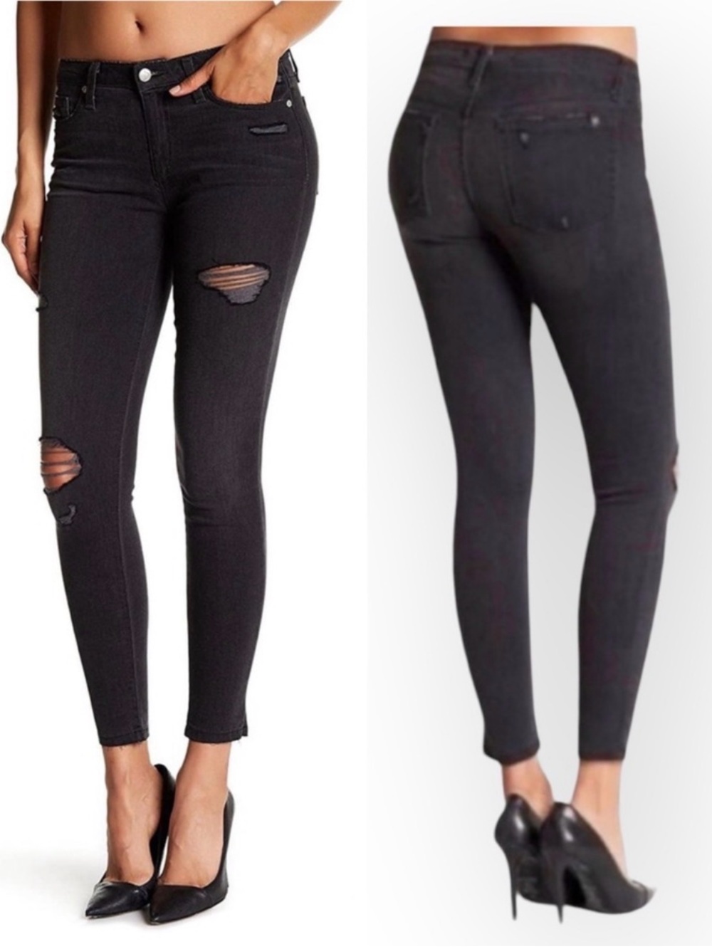 Joe's Jeans Skinny Ankle Distressed Jeans Jael Wash Black Gray TGDJ3L5968 26